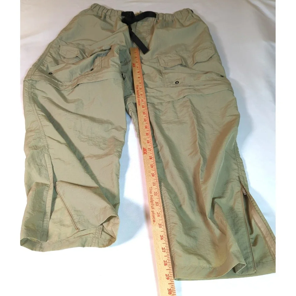 REI Co-op Sahara Convertible Belted Pants Men L Army Green Hiking Camping Travel